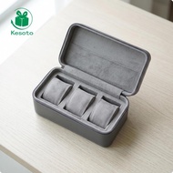[Kesoto] Compact watch box with 3 slots, portable watch box with 3 Green 3-slot