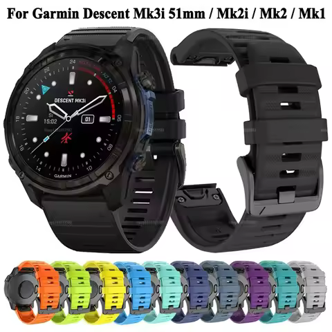 26mm Silicone Watch Strap For Garmin Descent Mk3i 51mm Mk2i Mk2 Mk1 Fenix 6X Pro 7X Pro 5X Plus Quic