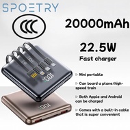 22.5W fast charging power bank with 20000mAh built-in cable portable high-power power bank with 3C