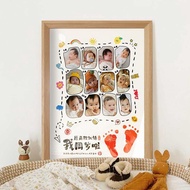【Ready stock】宝宝周岁手足满月百天纪念脚印相框留念婴儿印泥仪式一岁一礼Baby's One Year Old, Hand and Foot Full Moon, Hundred Day C