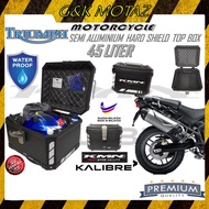 TRIUMPH SEMI ALUMINIUM WATERPPROOF TOP BOX 45LITER MOTORCYCLE HARD SHIELD TOP CASE KMN KALIBRE HIGH QUALITY