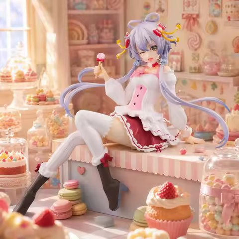 Virtual Singer Luo Tianyi Maid Costume Figurine Model Desktop Holder Display Ornament Figurine Colle