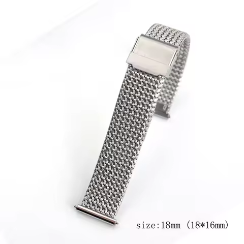 18mm 19mm Universal Milanese Mesh Strap Men Woman Durable Stainless Steel Bracelet Flat Head Watchba