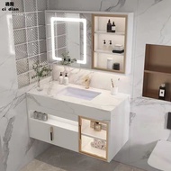 Smart Bathroom Cabinet Combination Set Modern Simple Wash Basin Wash Mirror Bathroom Stone Plate Integrated Wash Inter-P