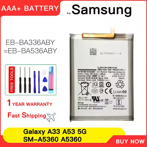 Genuine 5000mAh Battery EB-BA336ABY EB-BA336ABS EB-BA536ABY for Samsung Galaxy A53 SM-A5360 A5360 A3