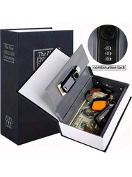 1個書本造型密碼鎖錢箱,安全、隱藏的秘密收納盒,英文詞典鎖盒,儲蓄箱,可用於存放現金、珠寶、護照等貴重物品