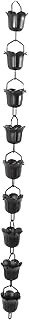 DAUZ Rain Chain, Rainwater Catcher & Diverter, 1m/3.28ft Black Aluminum Decorative Rain Catcher Chai