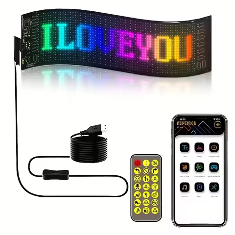 Flexible Programmable LED Matrix Panel Sign USB Scrolling Display with APP Remote Control DIY Pixel 