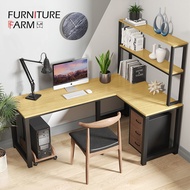 FURNITURE FARM: AMABILE L Shape Office Study Table &amp; Computer Laptop Desk with 1 YEAR WARRANTY / Meja Pejabat