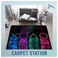 PlayStation Joystick Button Symbols Design Carpet Velvet Hiasan Bilik Gaming Alas Kaki Besar Game Co