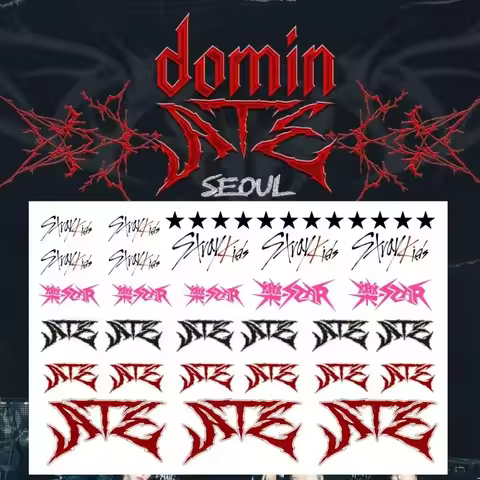 SKZOO concert tour Tattoo with cartoon hand-drawn name for face and arm rock