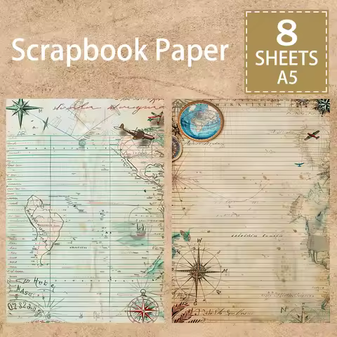 8 Sheets A5 Size Navigation Notes Can Be Filled In Background Vintage Grunge Journal Planning Scrapb