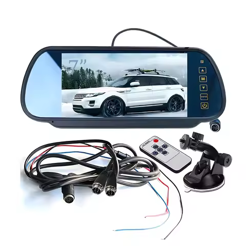 7" AHD 1080P Rear View Mirror DVR Monitor 2-split Screen Touch Button 4-pin Aviation Connector for B