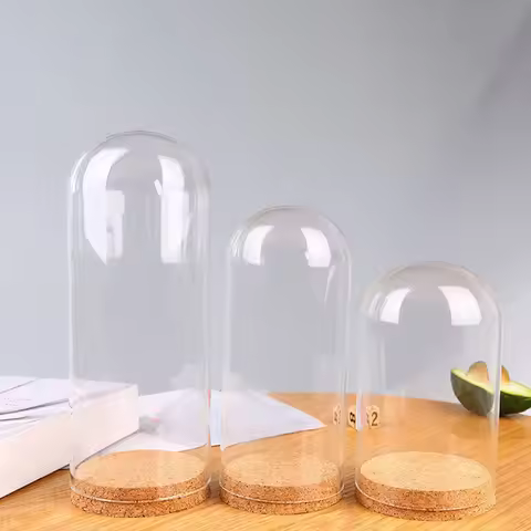 Dome Cloche Cover Glass Bottles Jars with Cork Stoppers Glass Cloche Bell Jar Display Dome for Home