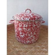 MERAH Red Large Stock Pot 16qt 14 Liter 28cm Enamel