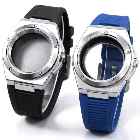 40mm Round Bezel Watch Case Rubber Strap NH35 ETA2824 Miyiota 8215 8N24 No Logo For Seiko IWC Ingeni