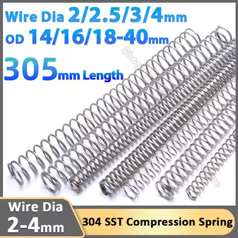 Length 305mm Long Compression Spring Stainless Steel Y-shaped Pressure Return For Car Wire Dia 2 2.5