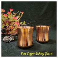 Pure Copper Etching Glass  - Bekas / Cawan Air  Tembaga - 1 pair