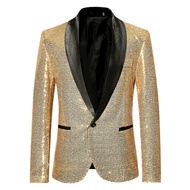 [Sequin Suit] Suit Men Suit European American Performance Dress Gold Sequin Suit Suit Nightclub Men'