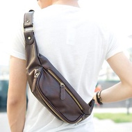 📿 New Fashion Leather Waist Bag Small Chest Bag Korean Style Fashion Men's Bag Outdoor Casual Small Satchel Backpack