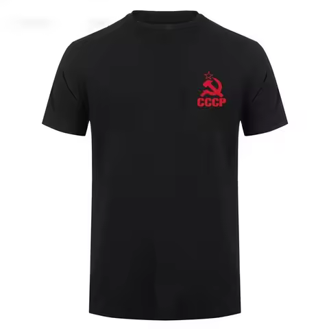 Summer Men USSR Soviet Union KGB Moscow Russia T-shirt Soviet Flag Hammer Sickle Communist Communism