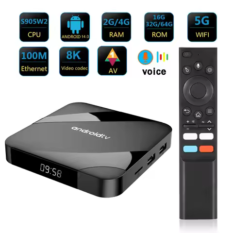 TV98 ATV W2 Ultra HD 8K Smart TV Box Android 14 S905W2 2GB 16GB BT5.0 Dual Wifi 2.4G&5G Media Player