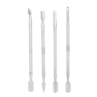 4pcs Stainless Steel Double-ended Nail Pusher Set Nail Glue Remover Nail Cuticle Remover Anti-slip M