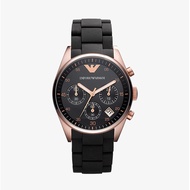 EMPORIO ARMANI นาฬิกาข้อมือผู้หญิง รุ่น AR5906 Sportivo Chronograph Black Dial - Black Silicone