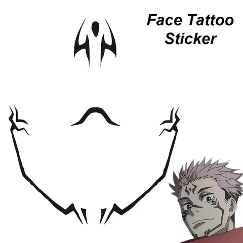 Fantasia Sukuna Ryoume Face Tattoo Sticker Anime Jujutsu Of Kaisen Men Disfraz Costume Accessories H