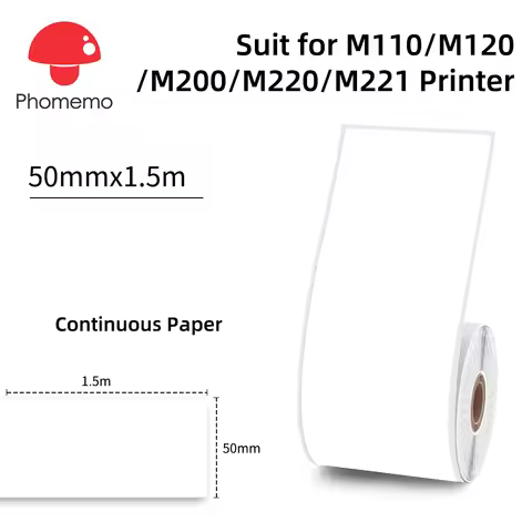 2 roll/box 50mm*3.5m White Adhesive Thermal Sticker Receipt Printing Paper for Phomemo M110 M200 M22