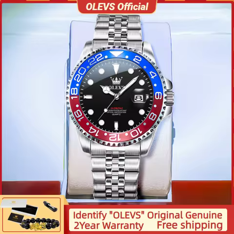 OLEVS 5657 Original Brand Men's Watch Business Dress Wristwatch Waterproof Calendar Moon Phase Quart