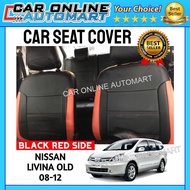 ( BLACK RED ) Nissan Grand Livina Old 2008-2012 Car Seat Cover Case Semi Leather Black Red side