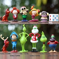 12Pcs 5cm-9cm High Quality Christmas Grinch Cartoon Handmade Figurine Plush Toy Model Cake Decoratio