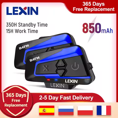 Lexin Motorcycle Bluetooth Helmet Headset Intercom 4 Riders 1600M Wireless BT Intercomunicador Moto 