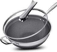 Non-Stick pan Double-Sided Honeycomb 304 Stainless Steel Wok Without Oil Smoke Frying pan Wok Without Phosphorus Warm as ever