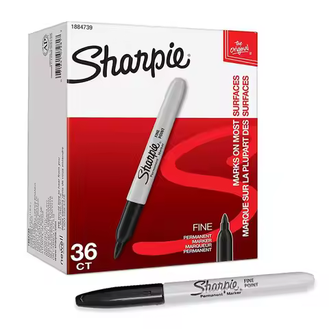 Sharpie Permanent Marker Fine Point,Fine Point Black Permanent Marker Quick Drying/Waterproof - 36 C