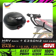 SET KOMBO KOTAK/BOX GIVI E350 E350N2 TOP CASE + GIVI HONDA DASH 110 V2 125 FI HRV HEAVY DUTY RACK