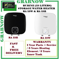 RUBINE STORAGE HEATER 15L(RA 15B/RA 15W)With Dielectric connector + Pressure Relief Valve / FREE EXP