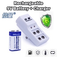 Set Baterai 9V Isi Ulang Dengan Charger - Baterai Kotak - Batre 9V - Batre Kotak - Baterai Isi Ulang