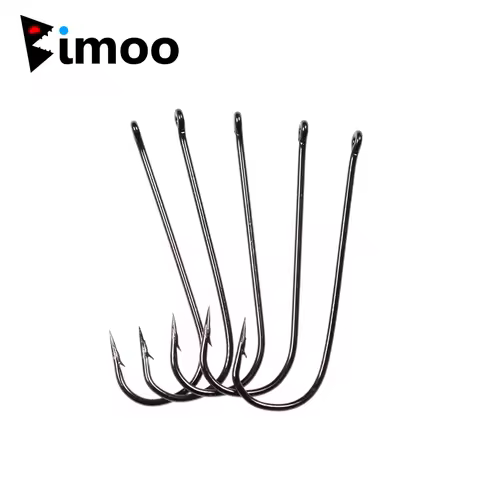 Bimoo 500PCS Aberdeen Long Shank Fish Hook Saltwater Fresh Water Hooks Sabiki Rig Streamer Fly Hook 