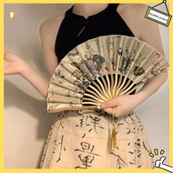 abaniko pamaypay pamaypay foldable New Chinese Ink Silk Cloth Folding Fan Summer Antique Fan with Ch