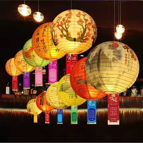 10pcs Chinese traditional paper lantern decoration for Mid Autumn Festival decoration, Chinese lante