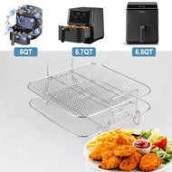 2-Layers Air Fryer Grilling Rack for 4.2-5.8QT Air Fryer Kitchen Oven Steamer Cooker