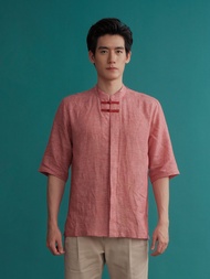 (JUN) CNY Shirt เสื้อเชิ้ต แขนสามส่วน คอจีน สีแดง รุ่น MU