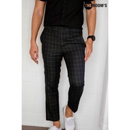 THE ROOMS - เดอะรูม กางเกงสแล็ค ขาเต่อ ผ้าชาลี สีดำ