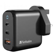 Verbatim 3 Port 65W PD 3.0 &amp; QC 3.0 GaN USB充電器 66520