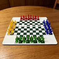 Portable 3 or 4 Player Chess Set Easy to Stow-Away 4 Player Chess Set Sturdy for Game Night