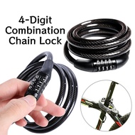 Heavy Duty Cycle Security Cable Chain Combination Number 4 Digit Password Bike Lock Padlock Bicycle 