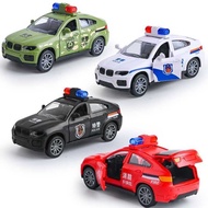 BMW Police Car Toy Children's Inertial Car Three-Open Door Toy Car Boy Racing Fire Truck Gift Model