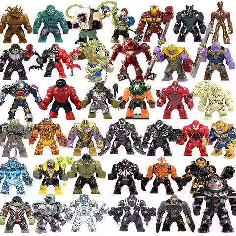 Building Blocks, Marvel Superheroes, Assembled Dolls, Spider Man, Iron Man, Venom, Shark, Deadpool, 